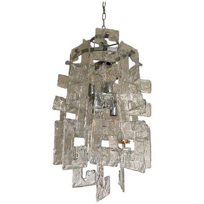 21st Century Transparent and Silver Chandelier in Murano Glass