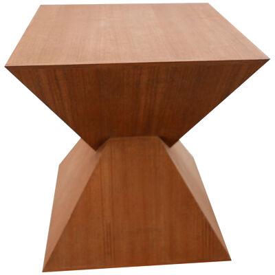 Geometric Wooden Mid-Century Side Table