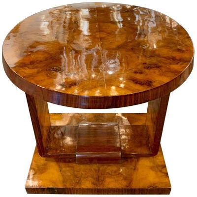 French Art Deco Exotic Burl Veneer Side Table