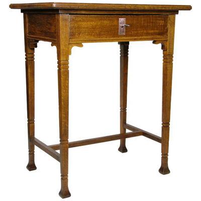 Oak Wood Side Table/ Sewing Table Art Nouveau, Austria, circa 1910