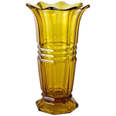 Amber Colored Art Deco Glass Vase, Austria, circa 1920
