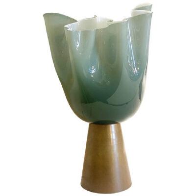 Contemporary Milky-Green Murano Style Glass Table Lamp