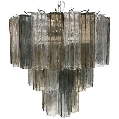 CLEAR , GREY AND FUME’ “TRONCHI” MURANO GLASS CHANDELIER D60-3L
