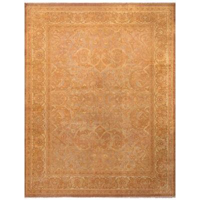 Antique Amritsar Beige-brown Wool Floral Rug With Blue Field Accents
