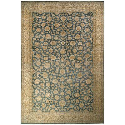 Antique Tabriz Persian rug in Blue with Gold Floral Patterns, from Rug & Kilim