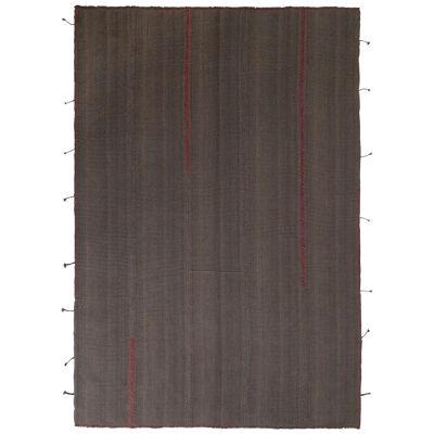 Rug & Kilim’s Modern Kilim Rug in Red and Gray-Brown Striped Patterns