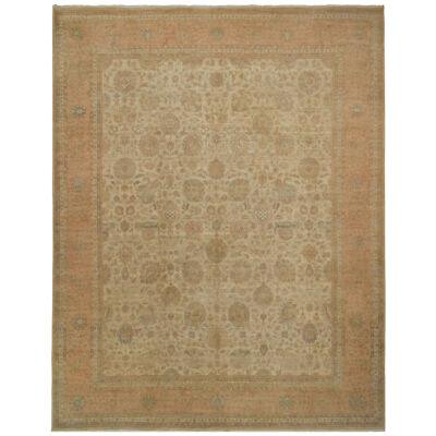 Rug & Kilim’s Classic Persian Style Rug in Beige-brown With Pink Floral Patterns