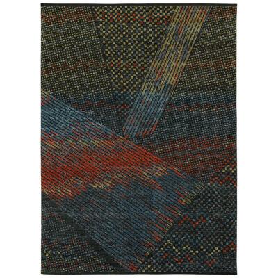 7×10 Hand-Knotted Abstract Rug in Blue, Green Red by Rug & Kilim