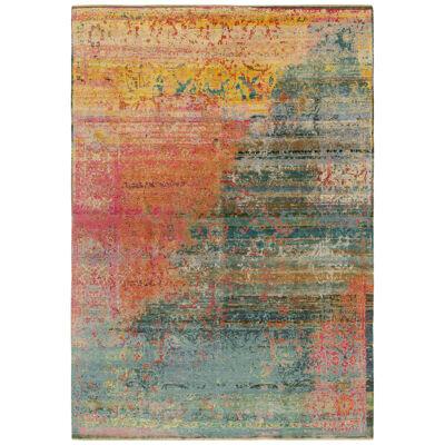Contemporary Abstract Rug in Pink, Blue Colorful Pattern by Rug & Kilim