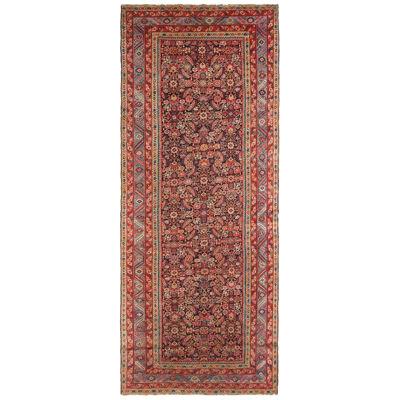 Antique Karabagh Traditional Red Wool Rug With Herati Fish Pattern