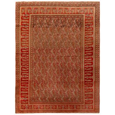 Antique Doroksh Rug Wool Persian Red Beige Geometric Paisley Pattern