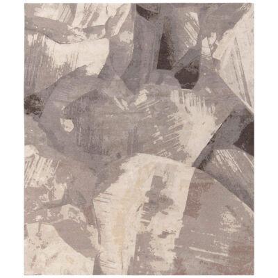 Hand-Knotted Abstract Rug in Beige, Gray Paintstrokes Pattern by Rug & Kilim