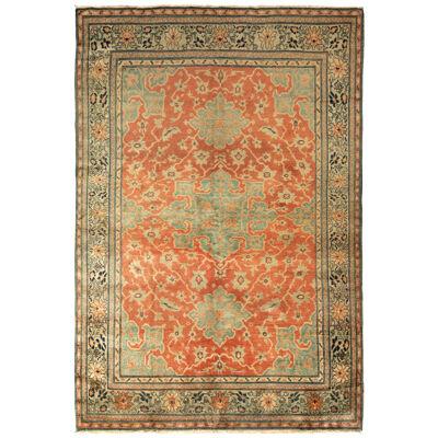 Hand-knotted Antique Persian Farahan Rug in Red, Blue Medallion Floral Pattern