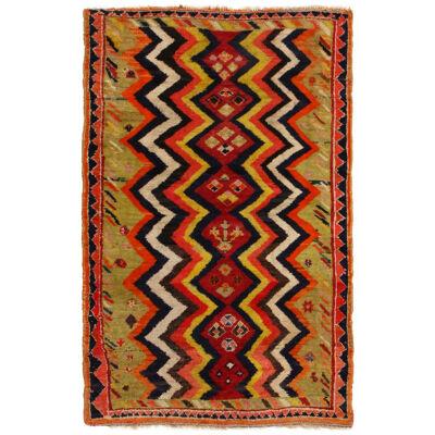 Antique Gabbeh Red and Green Wool Persian Rug