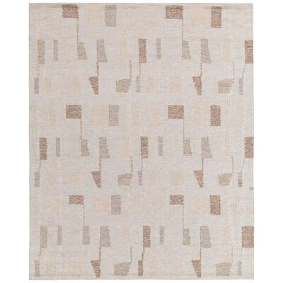 Scandinavian Style Flat Weave, off White, Brown Deco Pattern by Rug & Kilim