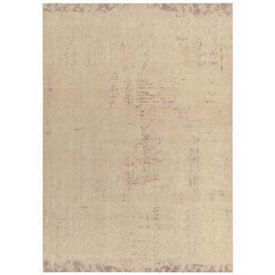 Distressed Style Modern Rug in Brown & Beige Abstract Pattern by Rug & Kilim