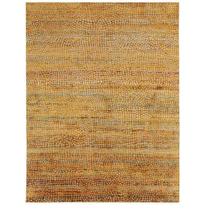 Rug & Kilim’s Contemporary Rug in Golden-Yellow With White Dots Pattern