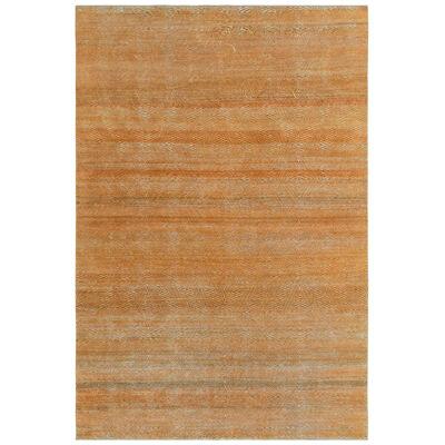 Rug & Kilim’s Hand-Knotted Rug in Gold-Orange, Brown Striations