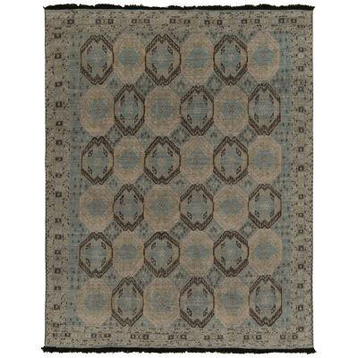 Rug & Kilim’s 19th Century Tribal Style Rug in Blue, Beige and Gray Medallions