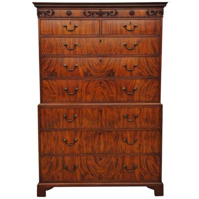 18th Century Flame Mahogany Chest on Chest