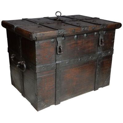 Early 18th Century Large Oak Iron Bound Strong Box