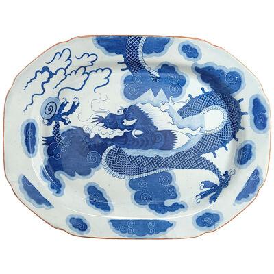 Davenport Blue Dragon Platter, England circa 1820