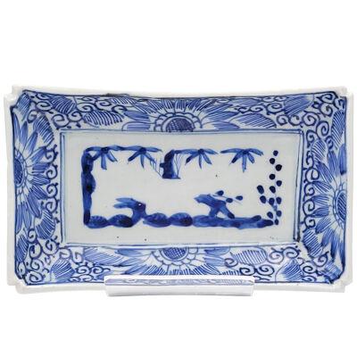 Blue and White Rectangle Dish, Japan circa 1900