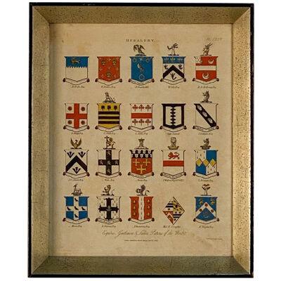 19th Century Hand-colored Engraving of Coats of Arms, circa 1860