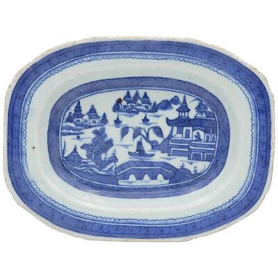 Chinese Export Blue and White Oblong Dish, 19th Century