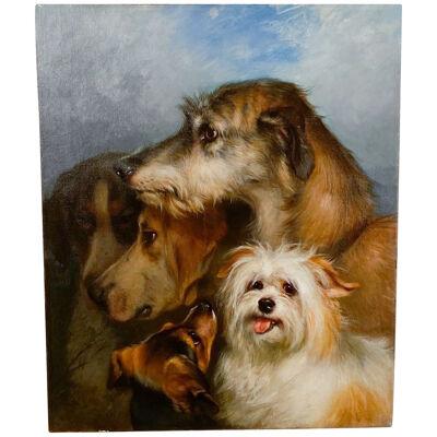 Portrait of Five Dogs, Circle of Landseer, England, 19th Century
