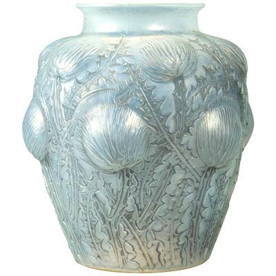 1926 René Lalique - Vase Domremy Double Cased Opalescent Glass Grey Patina