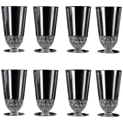 1930 René Lalique - 8 Water Glasses Saint Cyr Clear & Frosted Glass