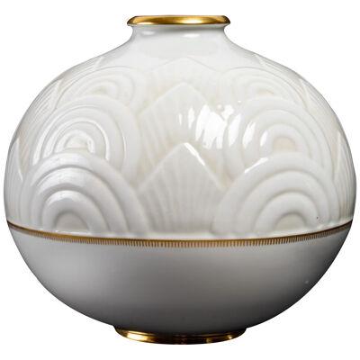 1934 Manufacture De Sèvres - Round Art Deco Vase Porcelain By Marcel Prunier