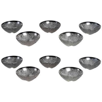 1924 René Lalique - Set Of 10 Coquilles Hand Bowl In Clear Glass