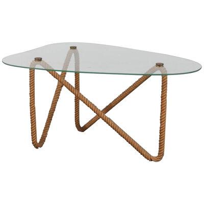 Audoux & Minet Rope Coffee Table, France 1970