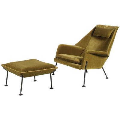 “Heron” Lounge Chair with Stool by Ernest Race for Race Furniture, 1950
