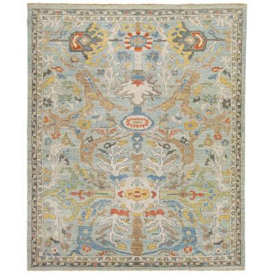 Modern Multicolor Sultanabad Room size Wool Rug With Allover Motif