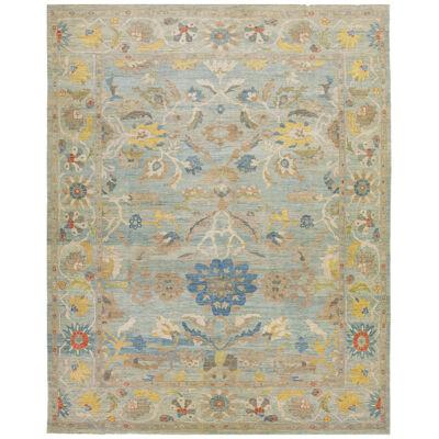 Blue Modern Sultanabad Oversize Wool Rug With Allover Floral Pattern
