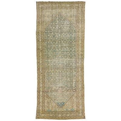 Handmade Antique Persian Malayer Blue Wool Rug With Allover Motif