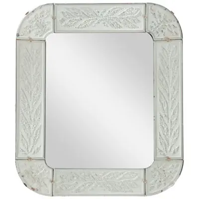Swedish Art Déco Mirror, Fine Engraving with stylized Leaves 1930s