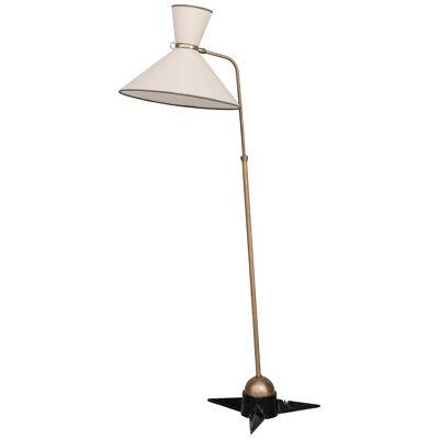 Robert Mathieu French Brass Adjustable Mid-Century Floor Lamp