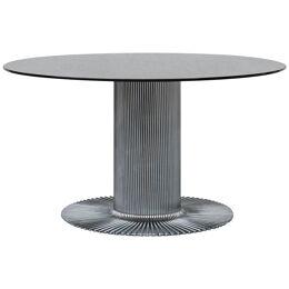 Gastone Rinaldi Mid-Century Italian Space Age Chrome Dining Table with Glass Top