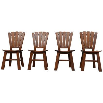 Set of Four Mid-Century Wooden Dining Chairs (4)