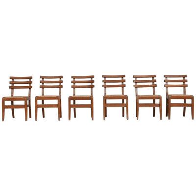 Set of Six Mid-Century French Oak Dining Chairs (6)
