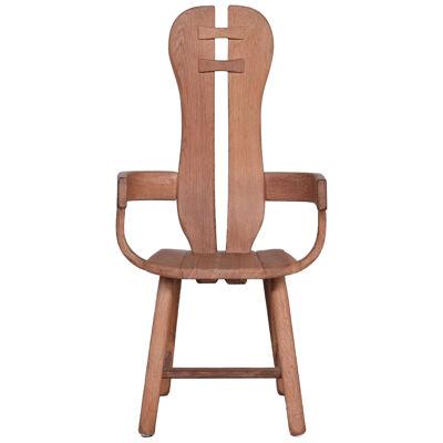 Belgium Oak Brutalist Mid-Century Chairs by De Puydt (4)