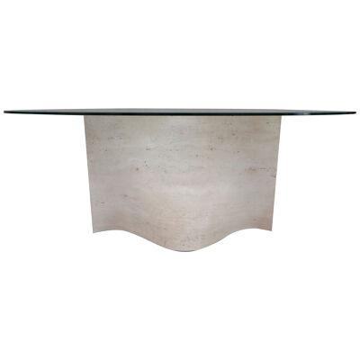 Flowing Travertine and Glass Mid-Century Italian Dining Table