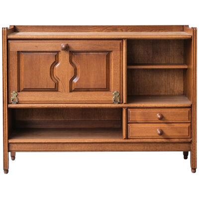 Guillerme et Chambron Oak Mid-Century French Cabinet Sideboard