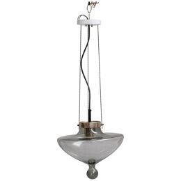 Smoked Glass and Brass RAAK Pendant Light (2 Available)