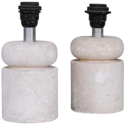 Pair of Mid-Century French Petite Concrete Table Lamps