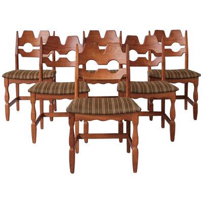 Henning Kjaernulf Razor Mid-Century Danish Oak Dining Chairs (6)